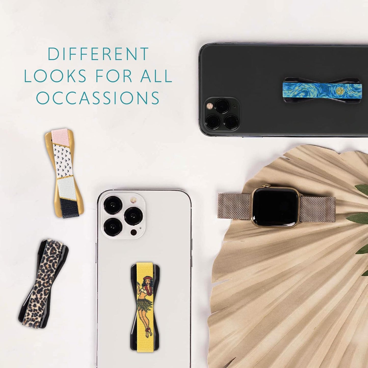 LOVEHANDLE Universal Phone Grip for Smartphones & Mini Tablets - Phone Holder for Hand - Wireless Charging Compatible - Made in The USA - Hula Girl