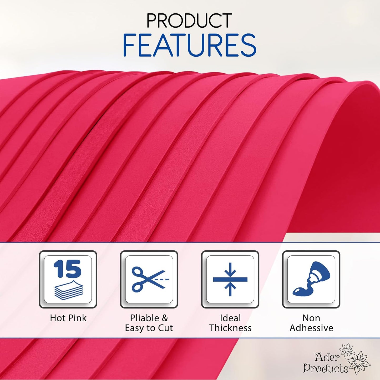 Hot Pink EVA Foam Sheets for Crafts, 9 x 12 Inch, 2mm Thickness, 15 Pack – Ideal for DIY Arts and Crafts, Foam Paper for Kids, Cosplay and Costumes