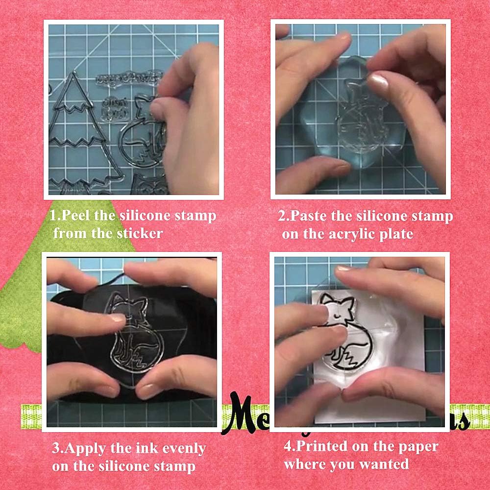 Kiddale Christmas Theme Clear Silicone Stamps Christmas Crafts Stamps for Card/Paper Craft Making Decor DIY Christmas Scrapbooking Photo Album