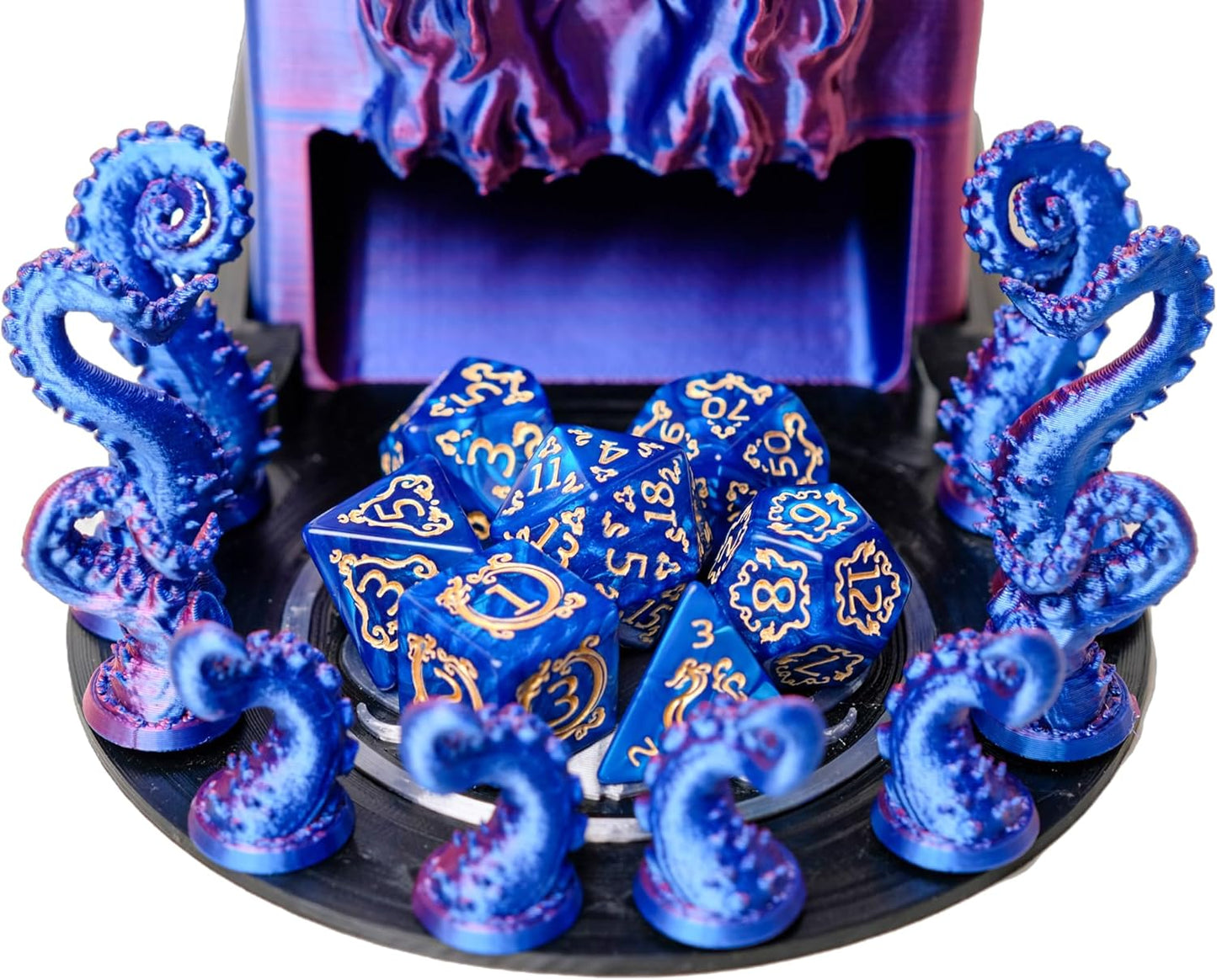 3D BEST Q Cthulhu DND D&D Dice Tower,3D Printed Compatible with Dungeons and Dragons, 28mm Miniature Wargaming, Tabletop RPGs, Wargame Scenery, Endless Deep Sea Series (Purple&Blue)