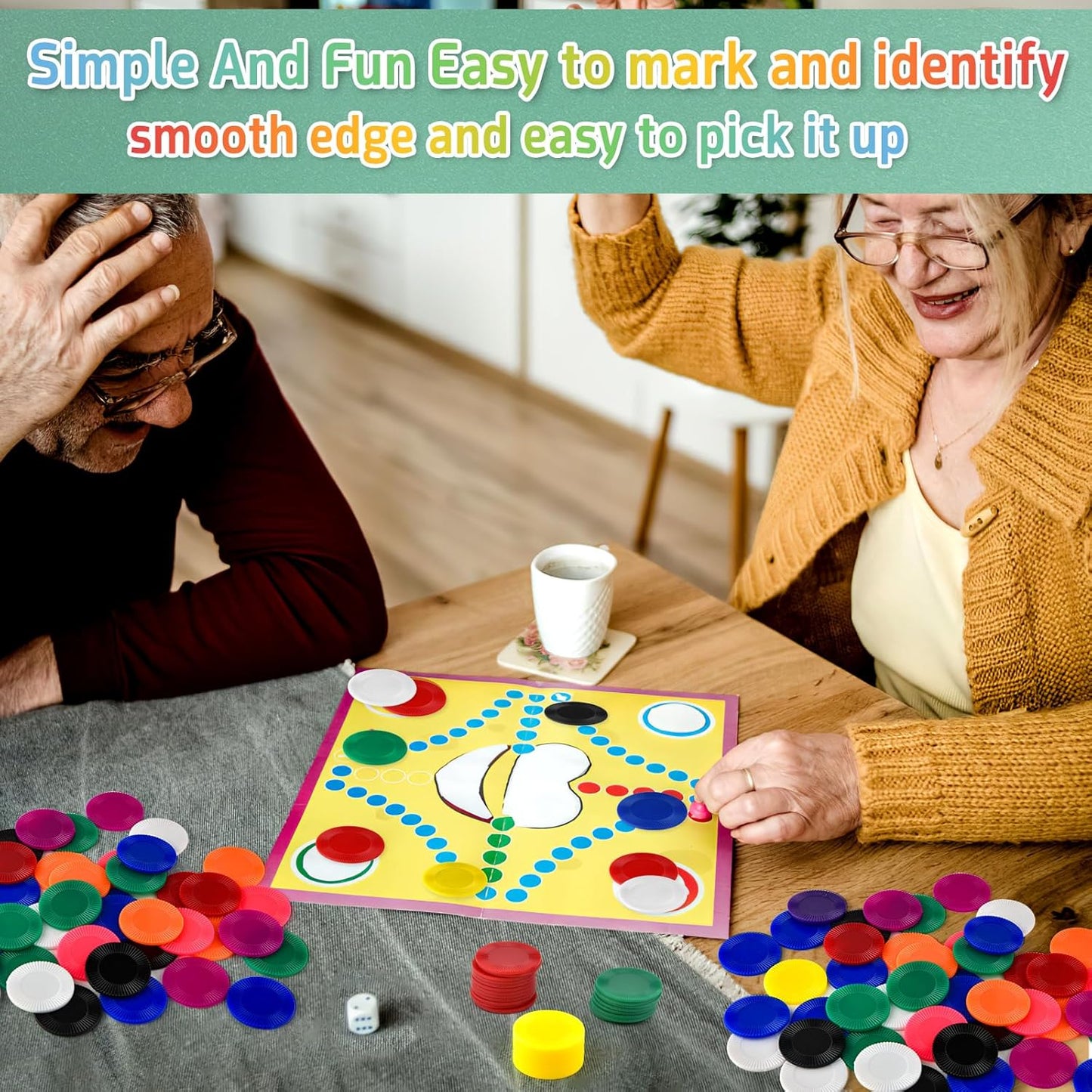 Coopay 1000 Pieces 10 Colors Plastic Poker Chips, 1 Inch Bingo Chips Bulk Learning Counters Disks Poker Card Game, Counting Markers for Math Practice, Game Tokens and Teaching Rewards, 25 mm