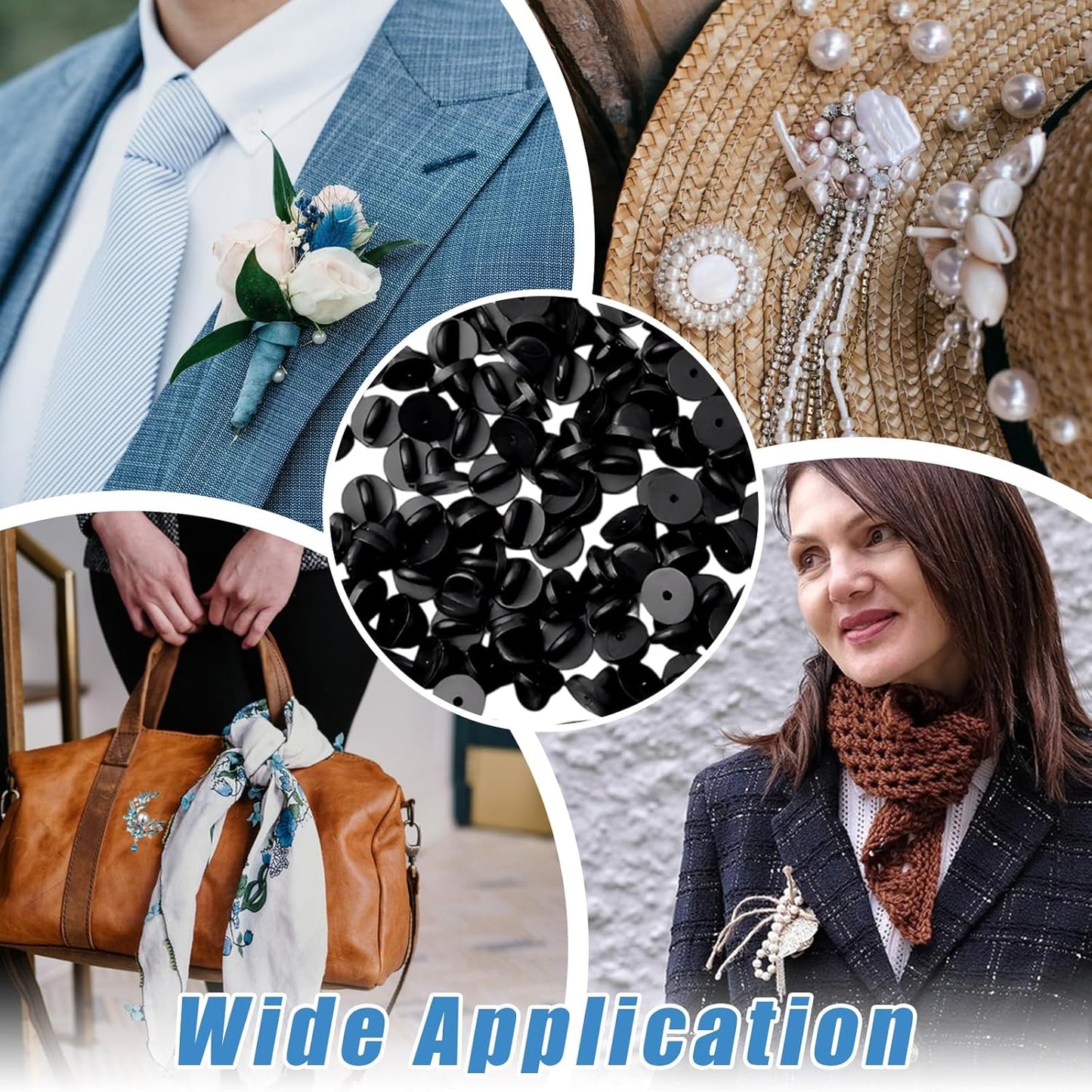 200 Pcs Black Rubber Pin Backs, Enamel Pin Backs, PVC Rubber Lapel Pin Backs, Secure Pin Backings for Replacement Uniform Enamel Pins