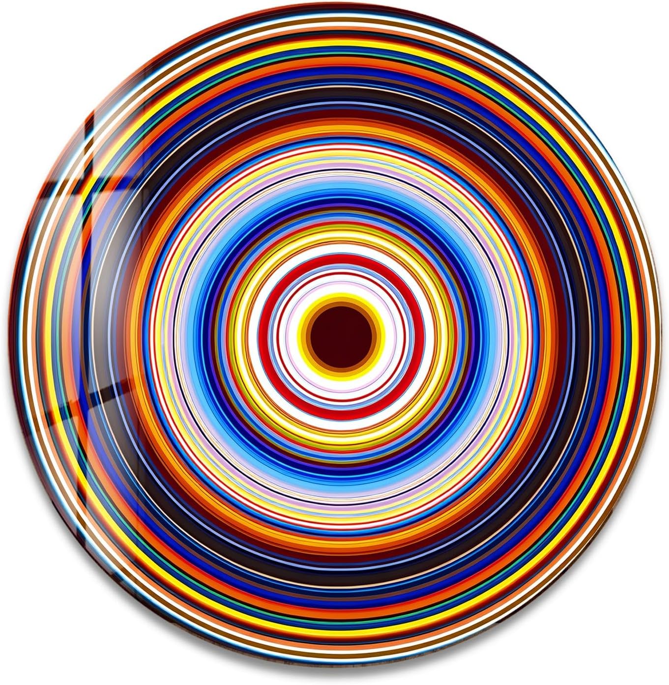 My Photostation.com 39,4''(100cm) Diameter Colorful Concentric Circles Round Glass Wall Art Tempered Glass Printing Wall Decor Large Wall Art Wall Hangings