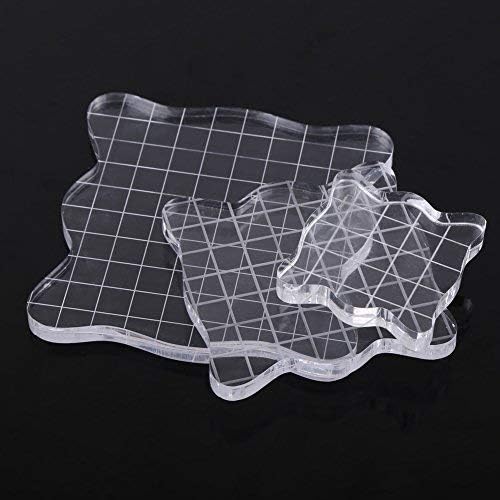 1PC Acrylic Stamp Blocks with Grid Lines, Transparent with Curve Edges Essential Stamping Tools for Scrapbooking Crafts Making (7.5x7.5cm)