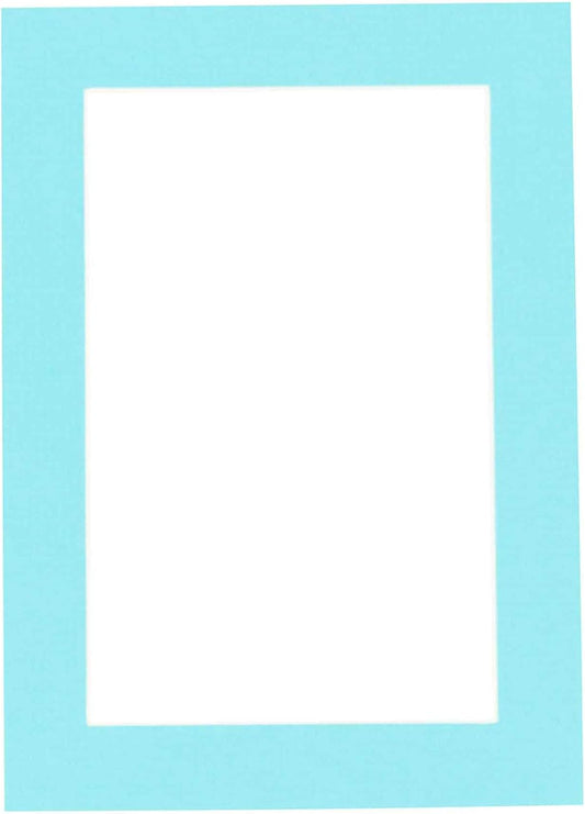 8.5x11 Mat Bevel Cut for 7x9 Photos - Acid Free Aquamarine Blue Precut Matboard With Backing Board and Crystal Clear, Self Seal Photo Mat Bag - For Pictures, Photos, Framing - 4-ply Thickness