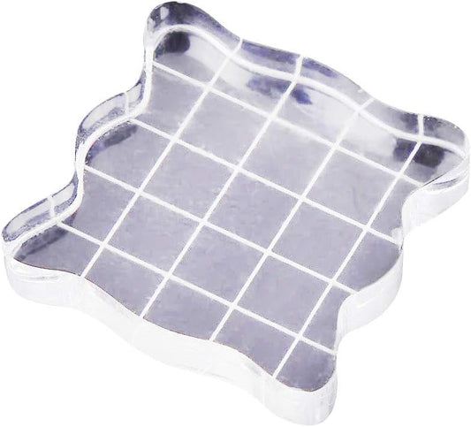 1PC Acrylic Stamp Blocks with Grid Lines, Transparent with Curve Edges Essential Stamping Tools for Scrapbooking Crafts Making (7.5x7.5cm)