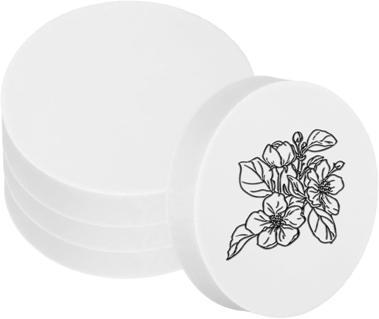 PATIKIL 4Pcs 2" Rubber Carving Blocks, Soft Linoleum Art Carving Block Round Crafts Stamp Making for Printmaking Stamps Carving Supplies, White