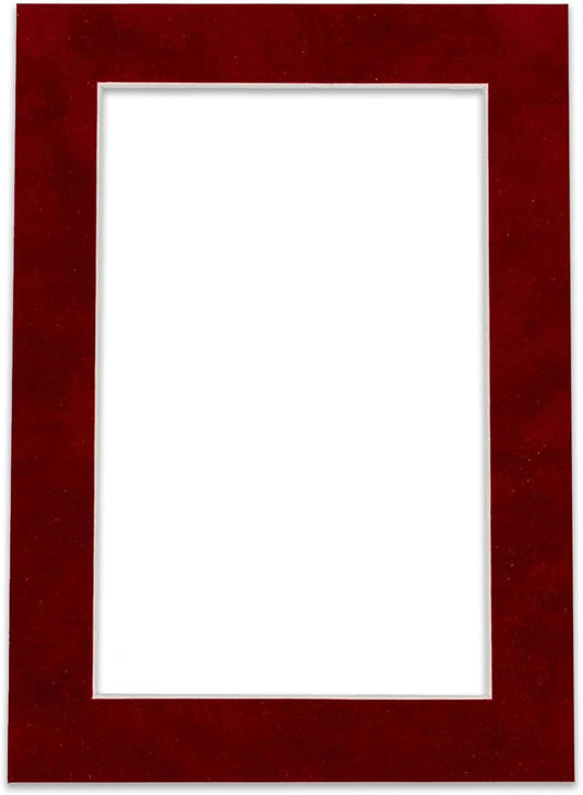 8x10 Mat Bevel Cut for 5x8 Photos - Acid Free Bright Red Suede Precut Matboard - For Pictures, Photos, Framing - 4-ply Thickness