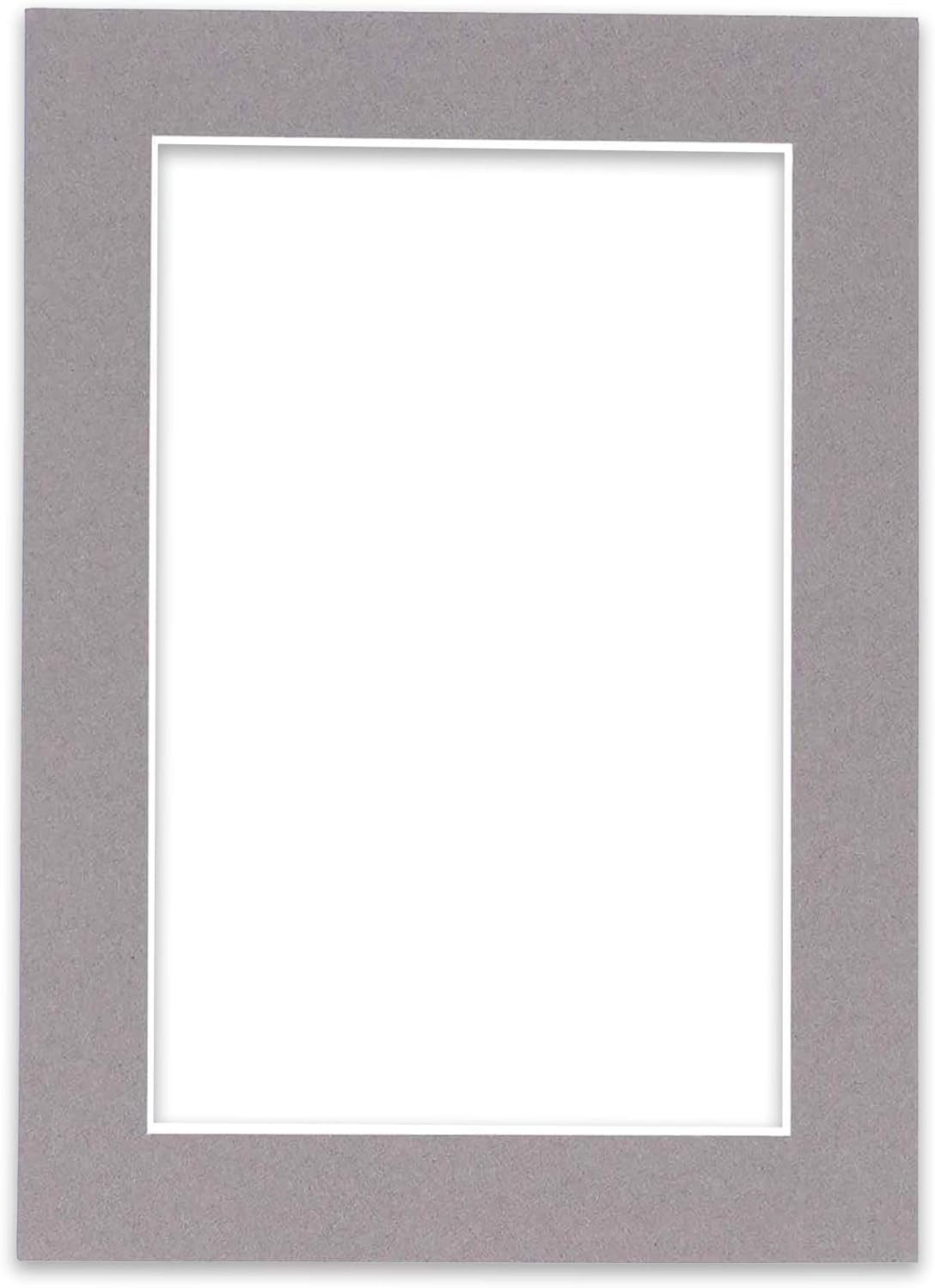 8x10 Mat Bevel Cut for 5x8 Photos - Acid Free Charcoal Grey Precut Matboard with Backing Board and Crystal Clear, Self Seal Photo Mat Bag - for Pictures, Photos, Framing - 4-ply Thickness
