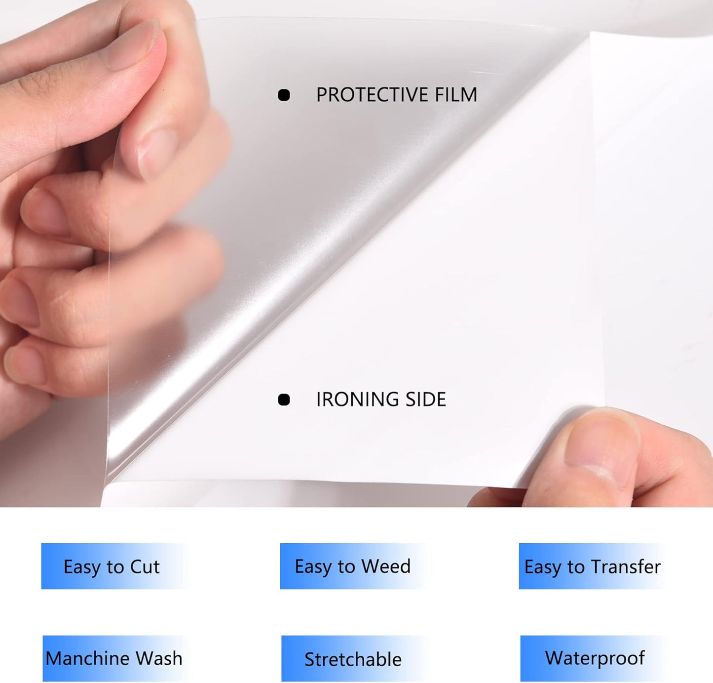 HTV Iron on Vinyl 12Inch by 25ft Roll Heat Transfer Vinyl for T-Shirt HTV Vinyl Rolls for All Cutter Machine - Easy to Cut & Weed for Heat Transfer Design (25ft, White)