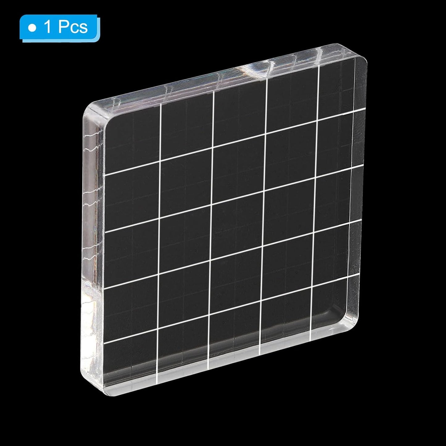 PATIKIL 2" x 2" Acrylic Stamp Block, Clear Stamping Block with Grid Lines Decorative Mounting Blocks Square for Scrapbooking DIY Crafts Card Making