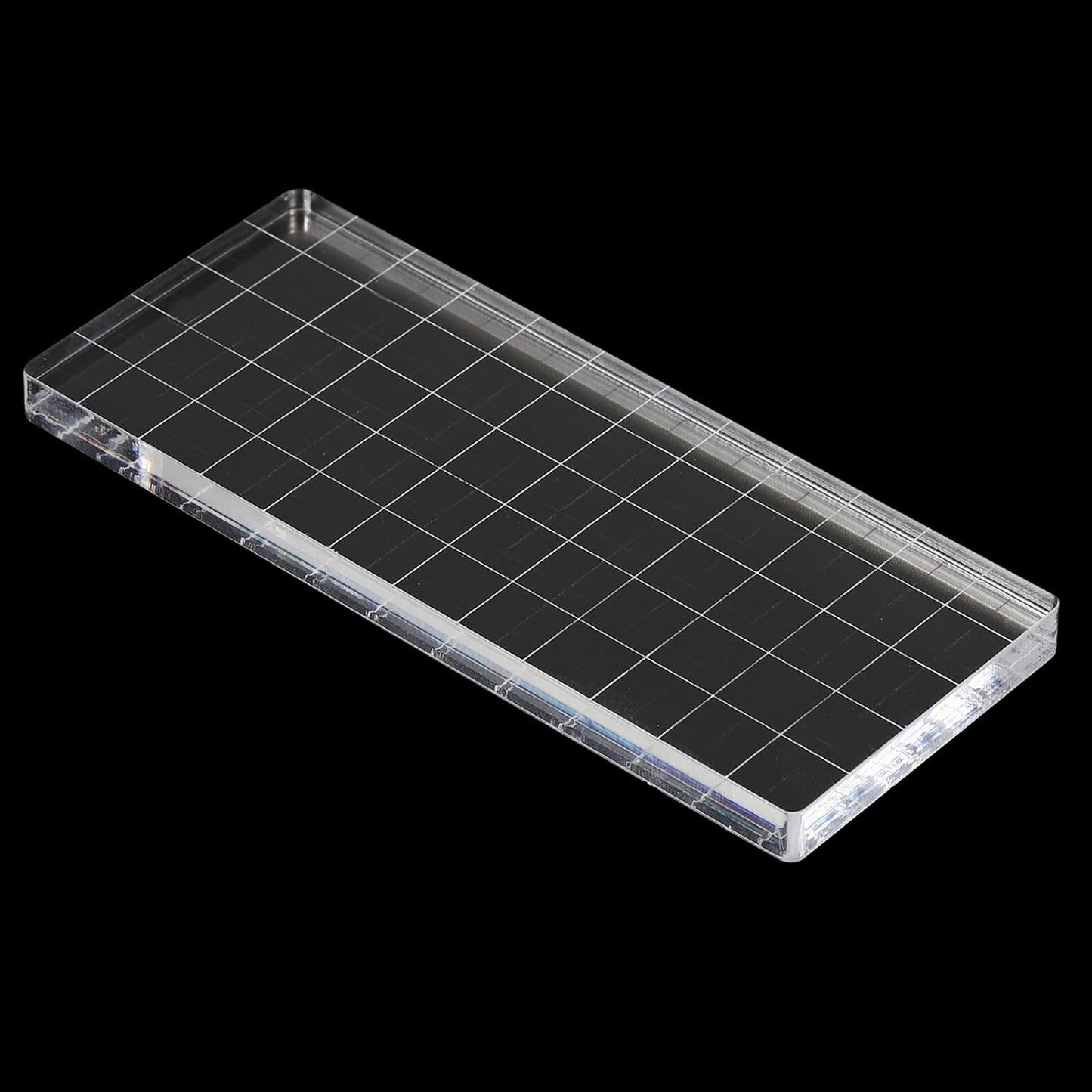 PATIKIL 5" x 2" Acrylic Stamp Block, Clear Stamping Block with Grid Lines Decorative Mounting Blocks Square for Scrapbooking DIY Crafts Card Making