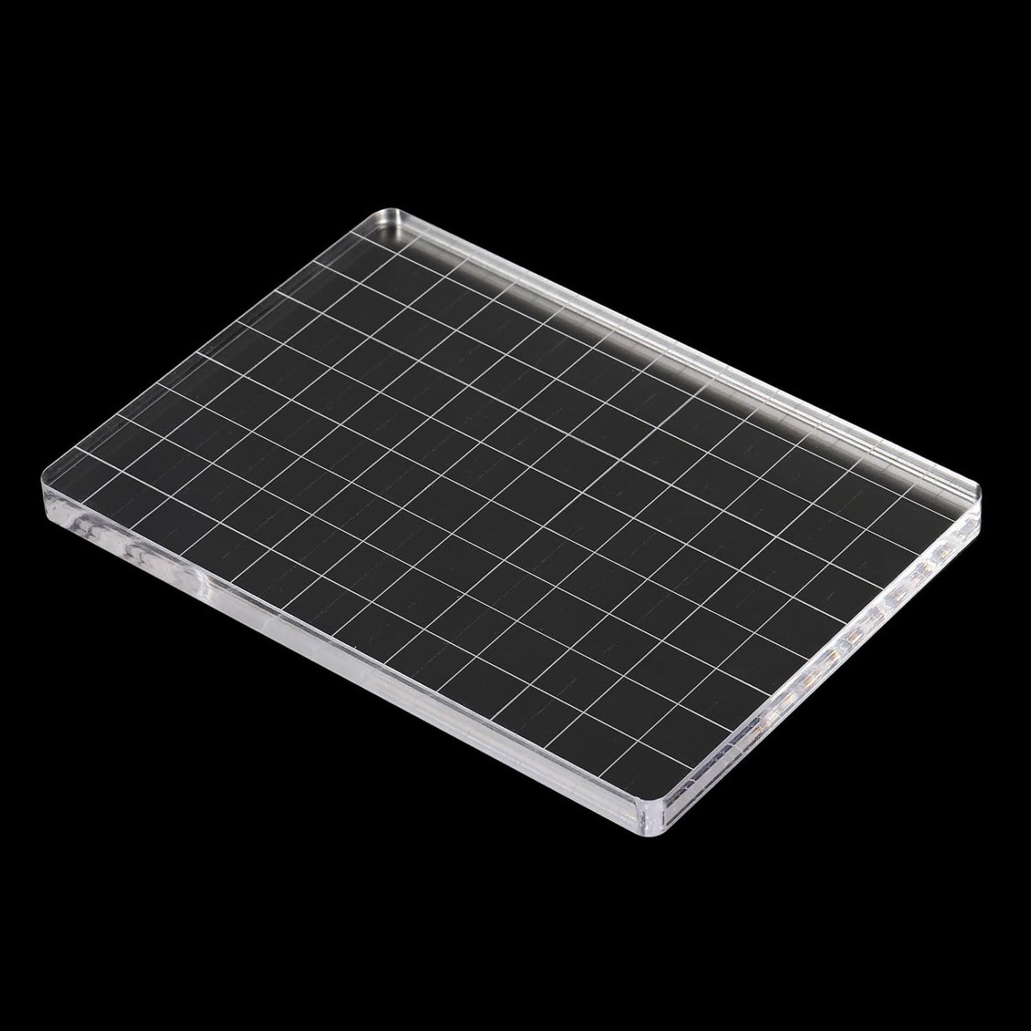 PATIKIL 5" x 3.5" Acrylic Stamp Block, Clear Stamping Block with Grid Lines Decorative Mounting Blocks Square for Scrapbooking DIY Crafts Card Making