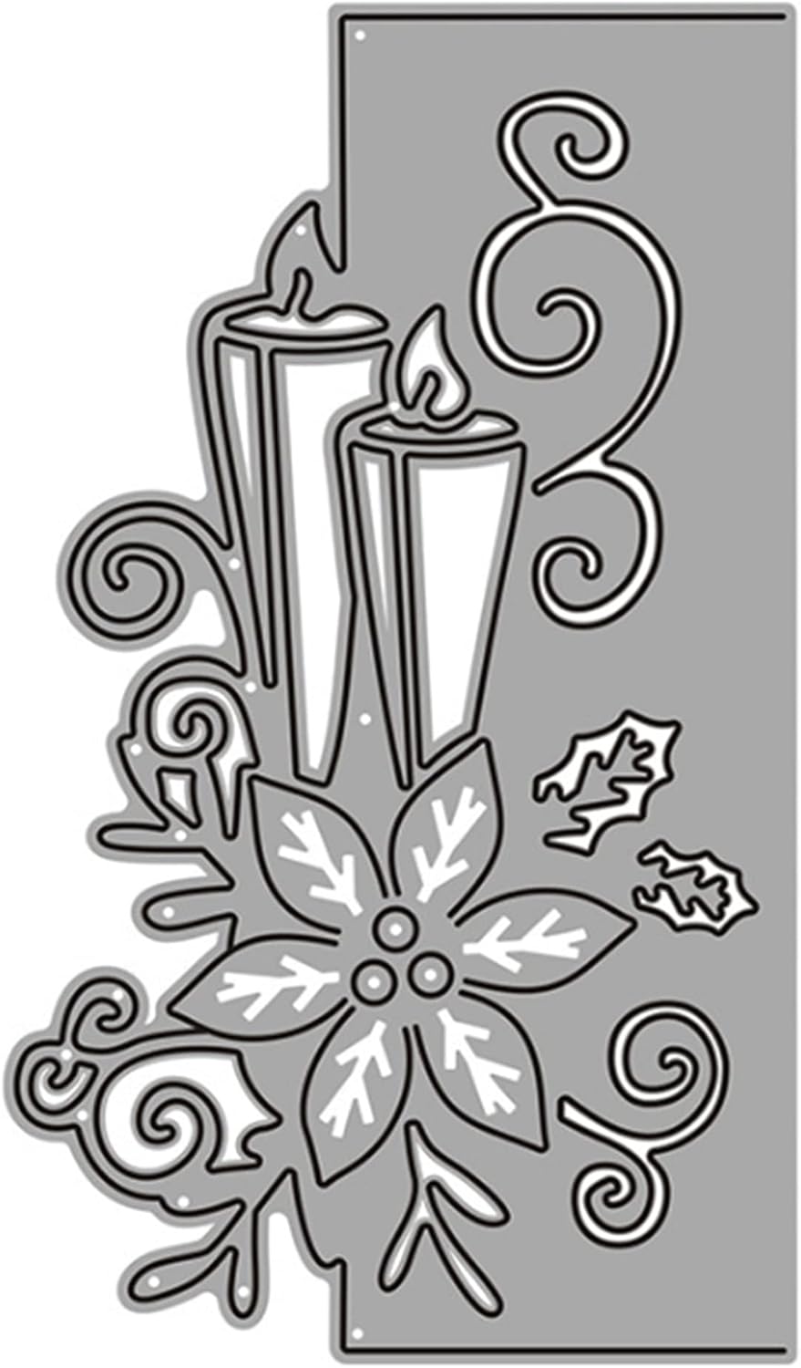 Metal Cutting Dies DIY Merry Christams Embossing Stencil Template Scrapbooking Card Making Mold Photo Album Arts Crafts Tools (Christmas Candle lace-7.6x12.9cm)