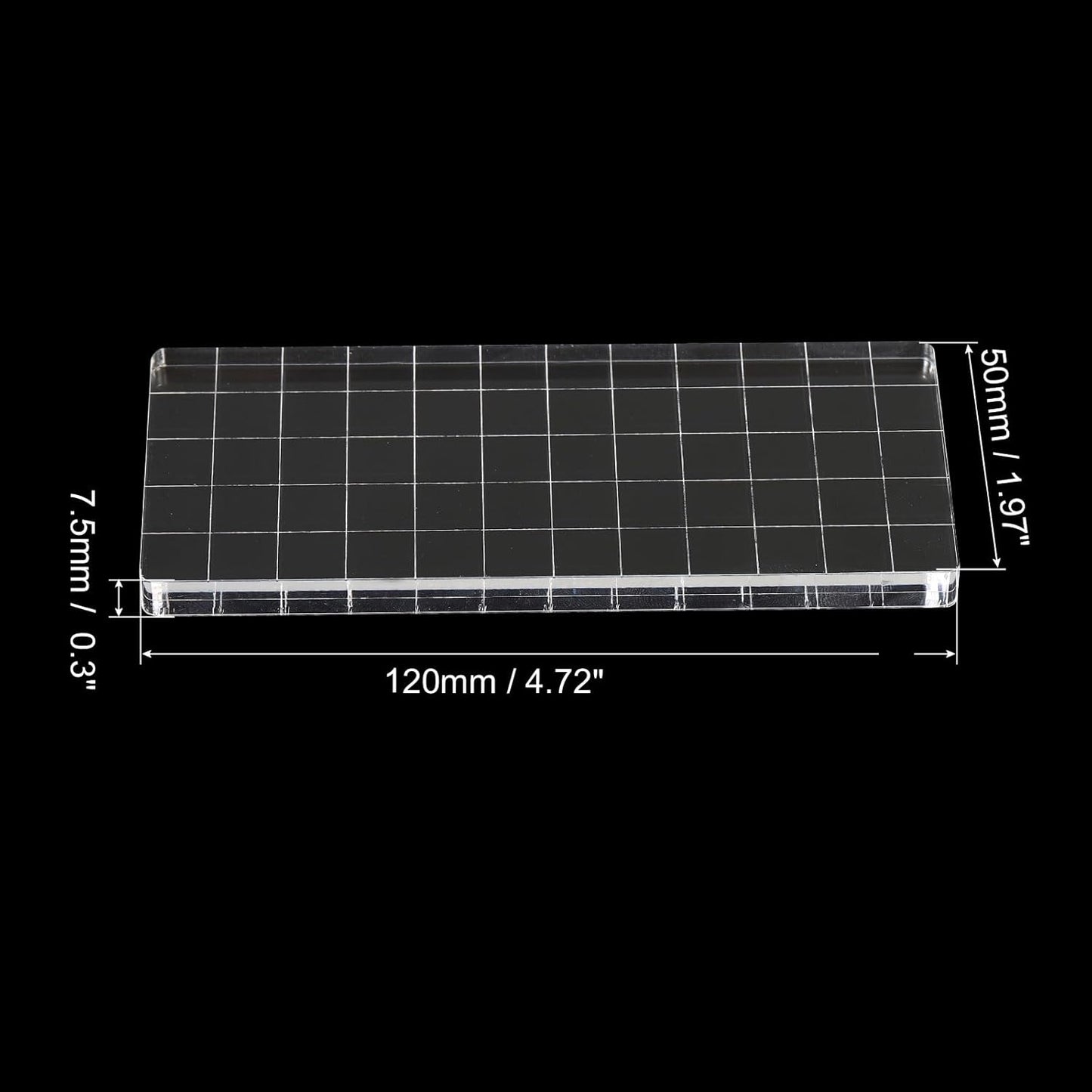 PATIKIL 5" x 2" Acrylic Stamp Block, Clear Stamping Block with Grid Lines Decorative Mounting Blocks Square for Scrapbooking DIY Crafts Card Making