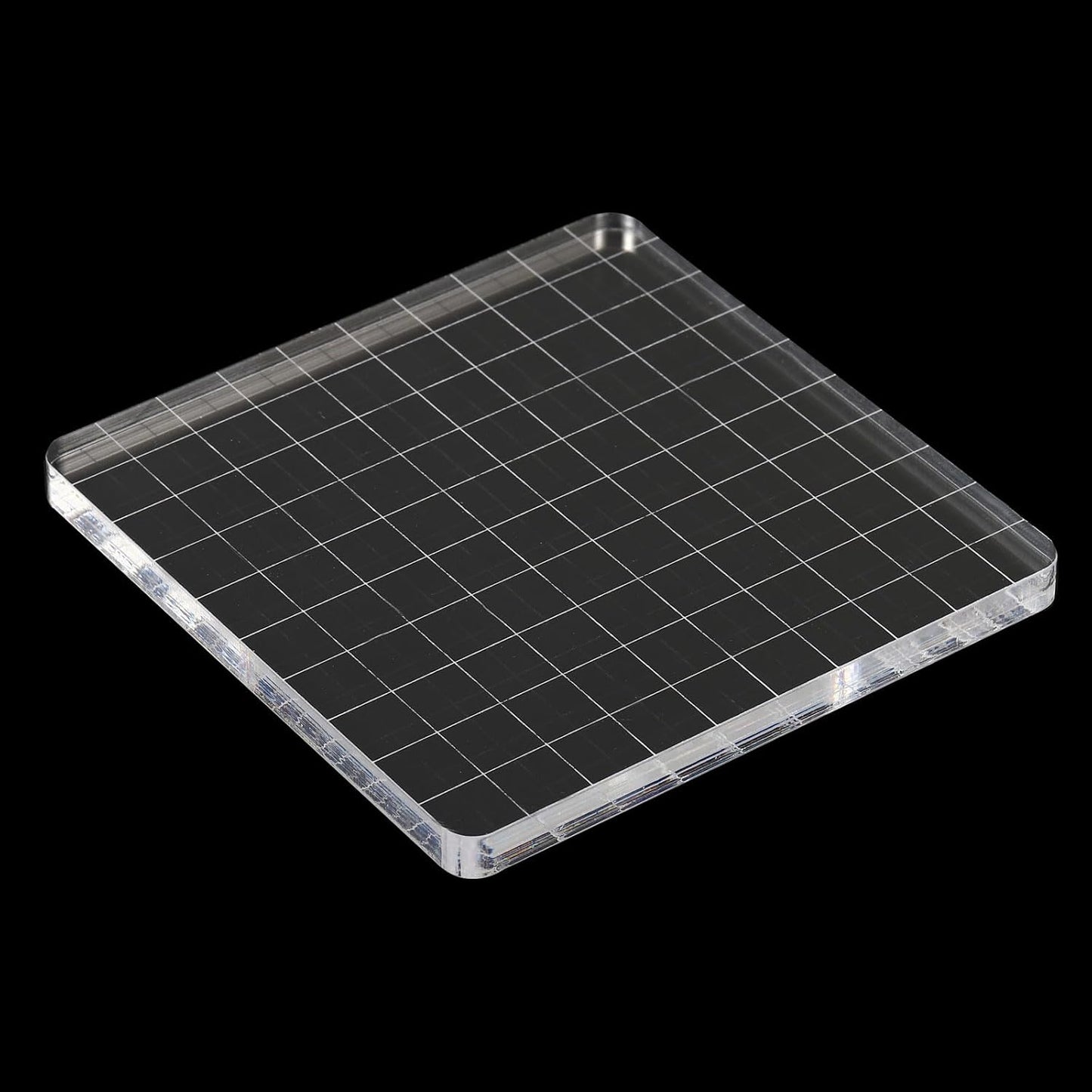PATIKIL 4" x 4" Acrylic Stamp Block, 2 Pack Clear Stamping Block with Grid Lines Decorative Mounting Blocks Square for Scrapbooking DIY Crafts Card Making
