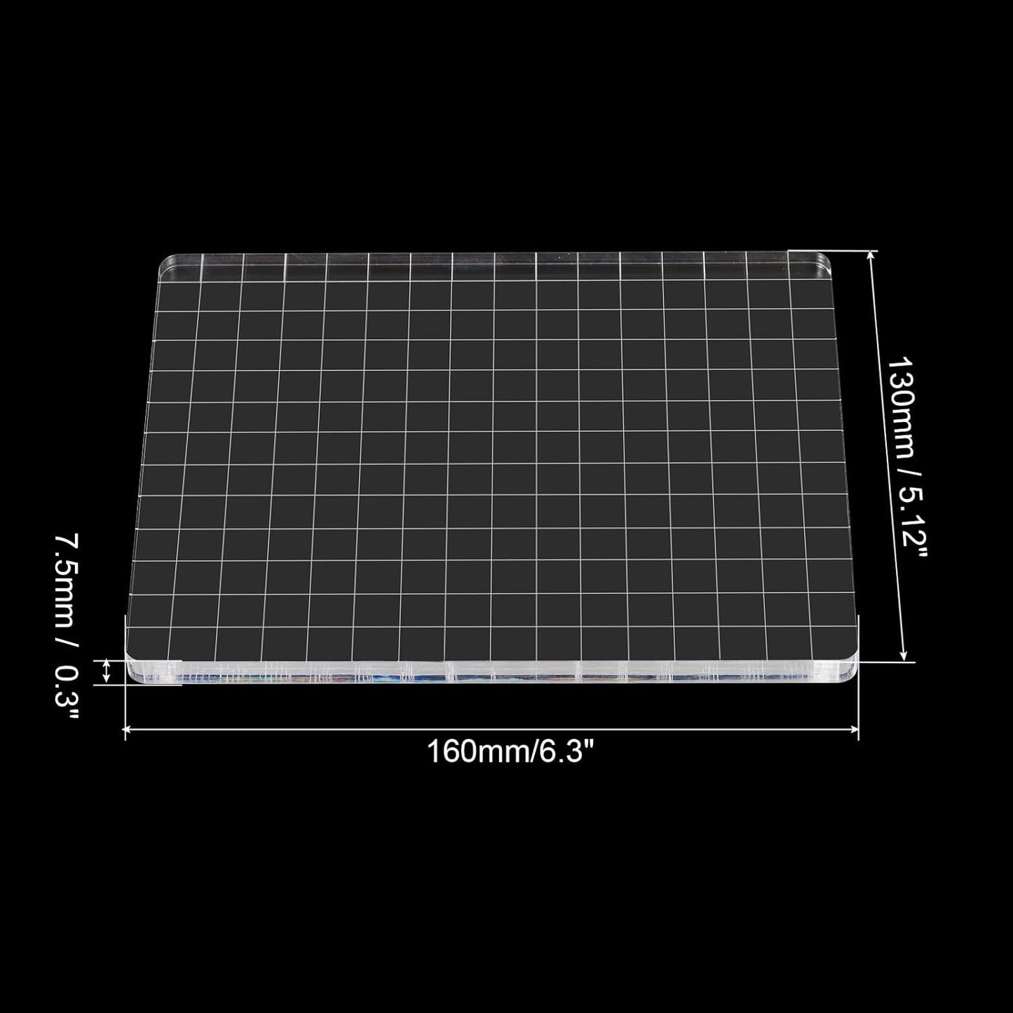 PATIKIL 6" x 5" Acrylic Stamp Block, Clear Stamping Block with Grid Lines Decorative Mounting Blocks Square for Scrapbooking DIY Crafts Card Making