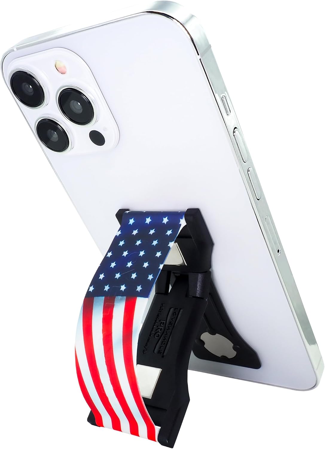 LOVEHANDLE PRO Premium Phone Grip - Silicone Phone Strap - Magnetic Phone Mount and Kickstand for Smartphone and Tablet - USA Flag