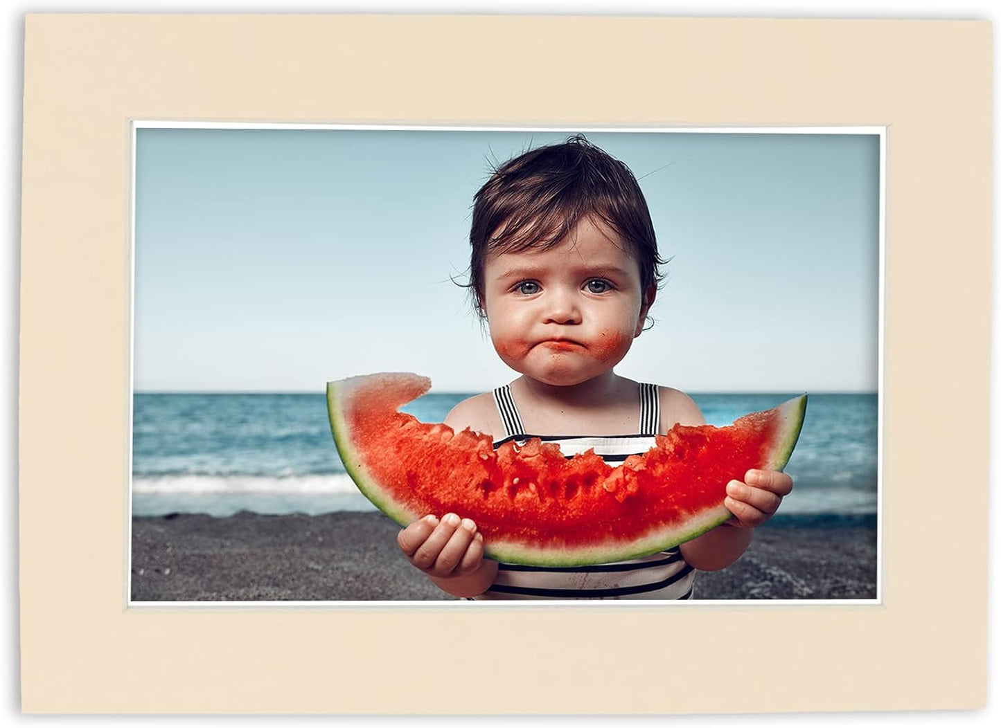 8x10 Mat Bevel Cut for 5x8 Photos - Acid Free Cream Precut Matboard with Backing Board and Crystal Clear, Self Seal Photo Mat Bag - for Pictures, Photos, Framing - 4-ply Thickness