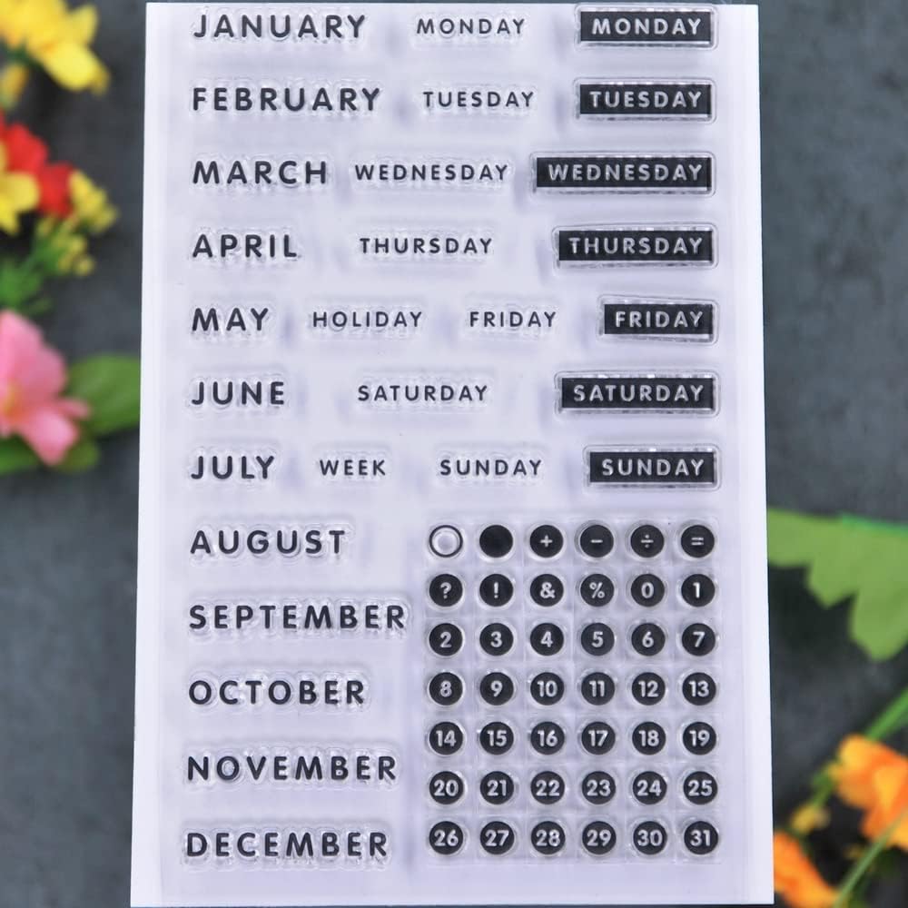 Calendar Month Week Date December Monday Holiday Sunday Clear Stamps for Card Making Decoration and DIY Scrapbooking 2111511