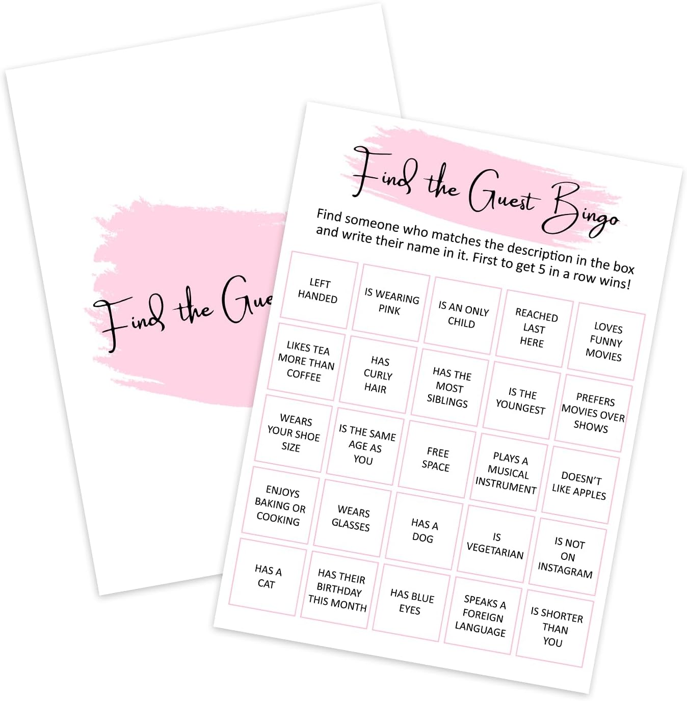 Birthday Party Bingo Game - Find The Guest Bingo, Birthday Party Activity Favor, Set of 20 Games Cards, Birthday Supplies, Activity, Decorations -B05