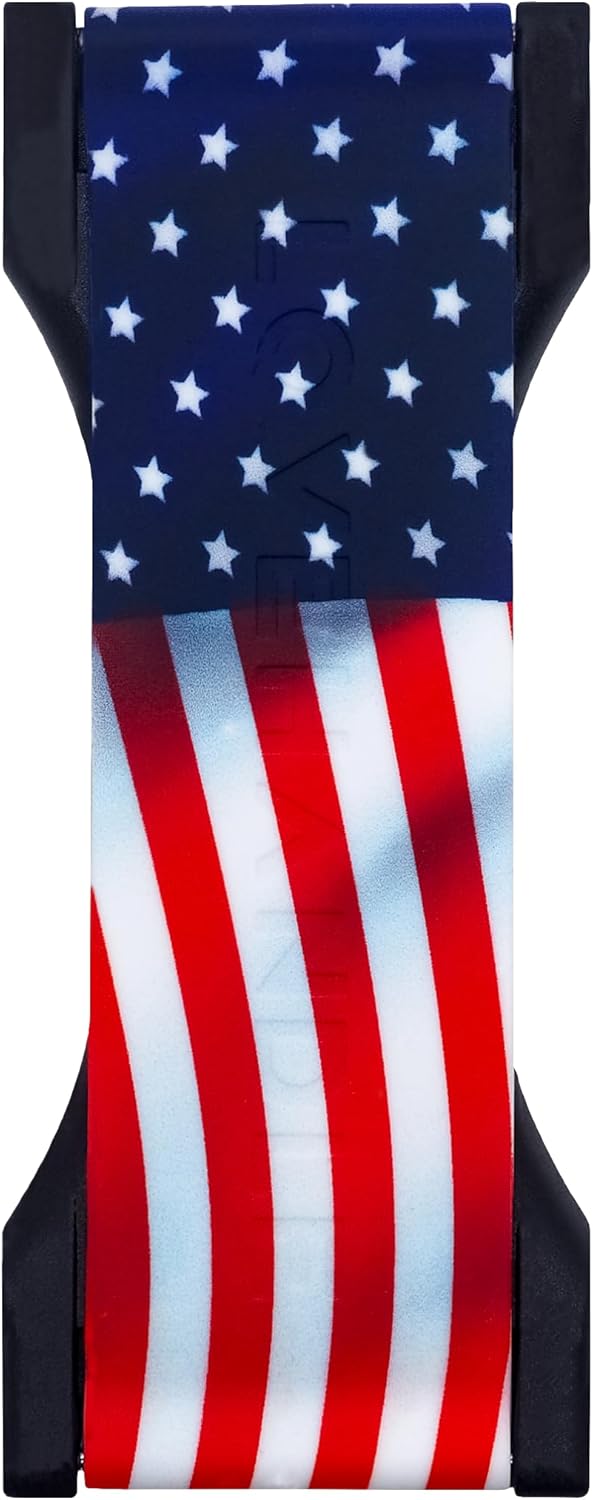 LOVEHANDLE PRO Premium Phone Grip - Silicone Phone Strap - Magnetic Phone Mount and Kickstand for Smartphone and Tablet - USA Flag