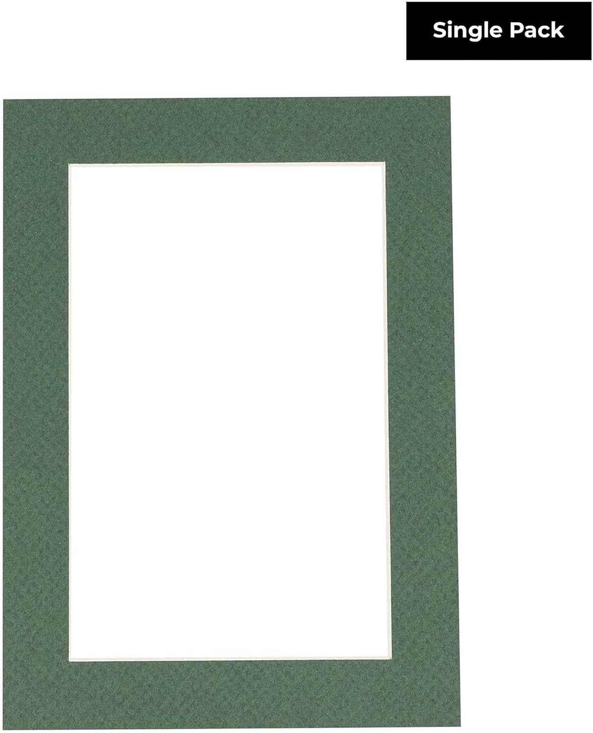 8.5x11 Mat Bevel Cut for 7x9 Photos - Acid Free Hunter Green Precut Matboard with Backing Board and Crystal Clear, Self Seal Photo Mat Bag - for Pictures, Photos, Framing - 4-ply Thickness