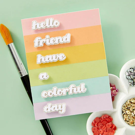 Metal Cutting Dies DIY Merry Christams Embossing Stencil Template Scrapbooking Card Making Mold Photo Album Arts Crafts Tools (Hello Thanks-20.6x10.4cm)