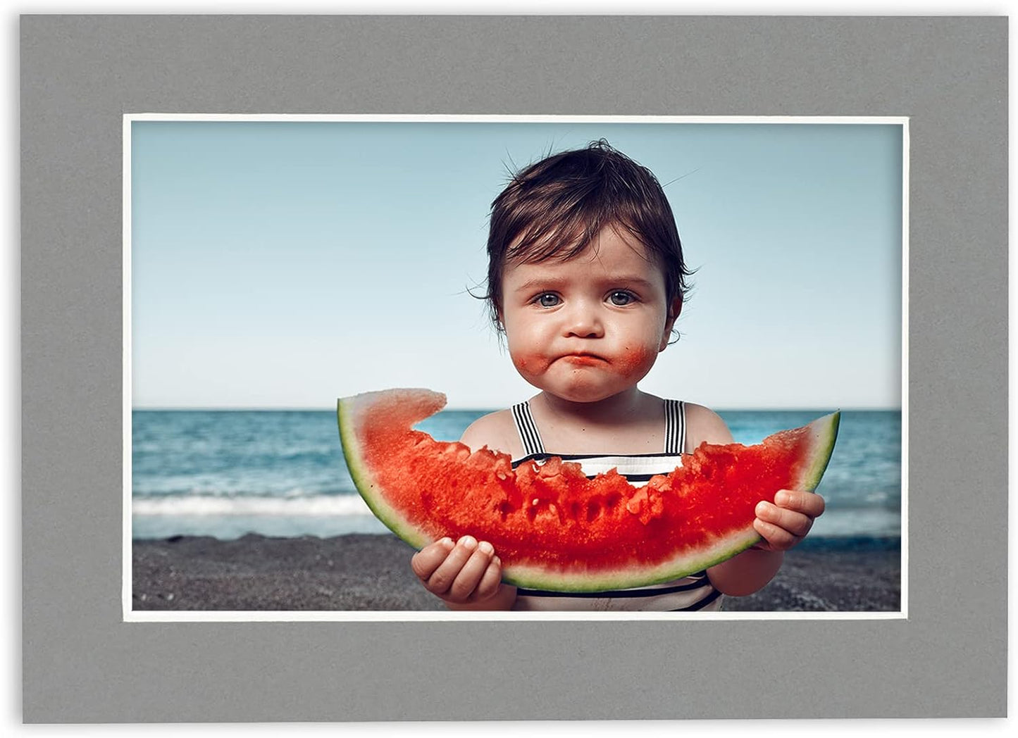 8x10 Mat Bevel Cut for 5x8 Photos - Acid Free Mid Grey Precut Matboard - For Pictures, Photos, Framing - 4-ply Thickness