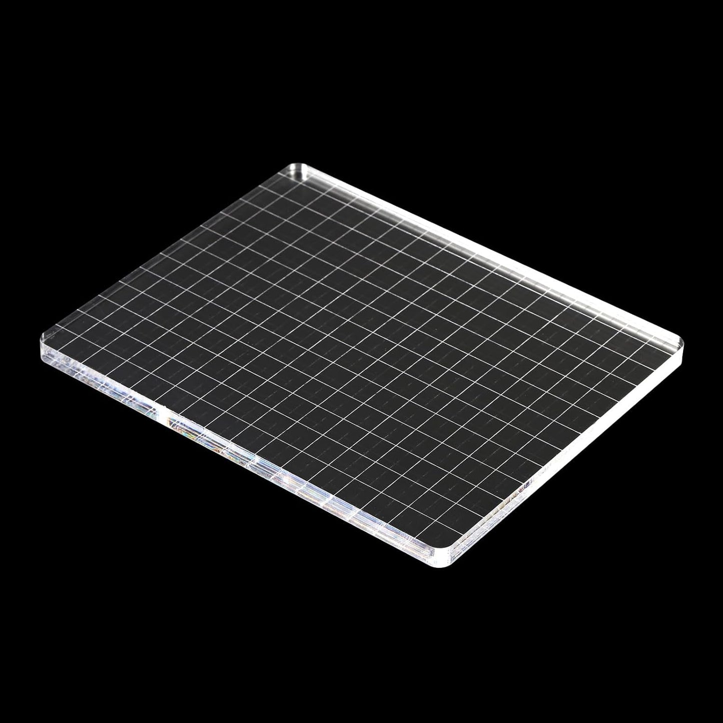 PATIKIL 6" x 5" Acrylic Stamp Block, Clear Stamping Block with Grid Lines Decorative Mounting Blocks Square for Scrapbooking DIY Crafts Card Making
