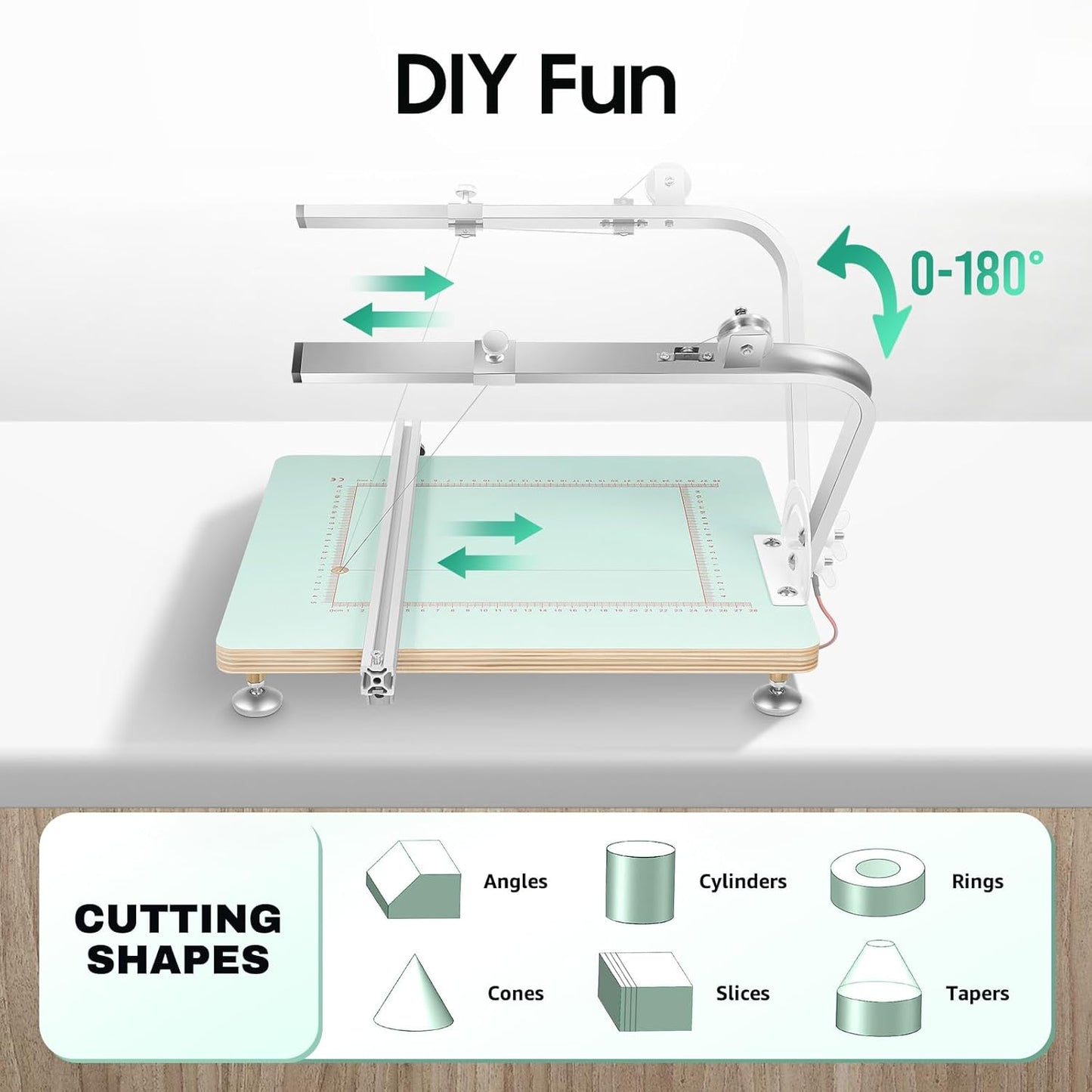 Foam Cutting Machine, 72W Hot Wire Foam Cutter Working Table Electric Hot Wire Ribbon Cutter Adjustable Temperature & Bracket Angle Commerical Wire Cutters Working Table for Pearl Cotton