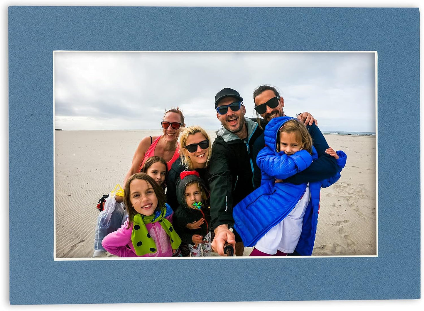 8x10 Mat Bevel Cut for 5x8 Photos - Acid Free Steel Blue Precut Matboard With Backing Board and Crystal Clear, Self Seal Photo Mat Bag - For Pictures, Photos, Framing - 4-ply Thickness