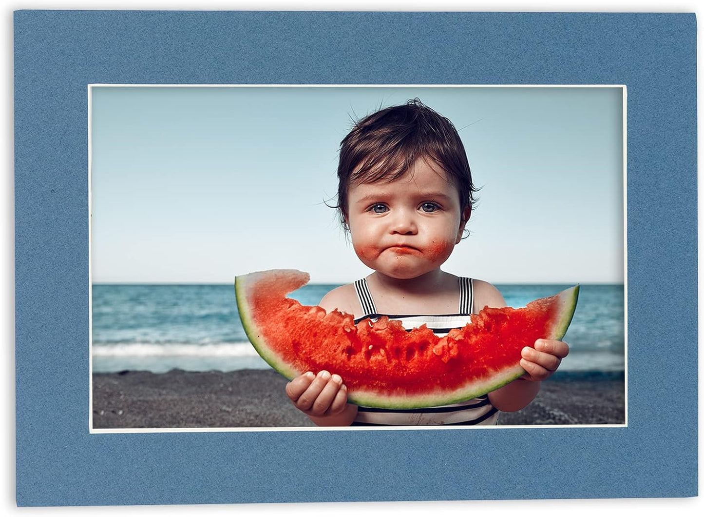 8x10 Mat Bevel Cut for 5x8 Photos - Acid Free Steel Blue Precut Matboard With Backing Board and Crystal Clear, Self Seal Photo Mat Bag - For Pictures, Photos, Framing - 4-ply Thickness