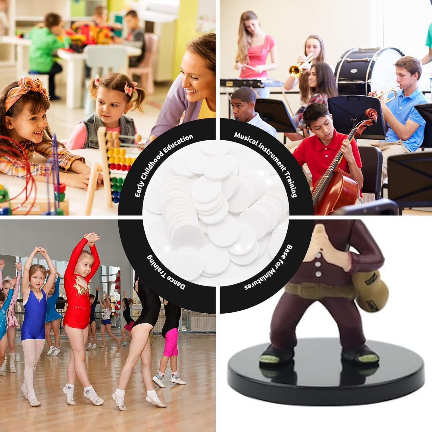 Set of 100 Opaque Plastic Learning Counters Mini Poker Chips Game Tokens with Storage Box (White, 1.58 Inch)