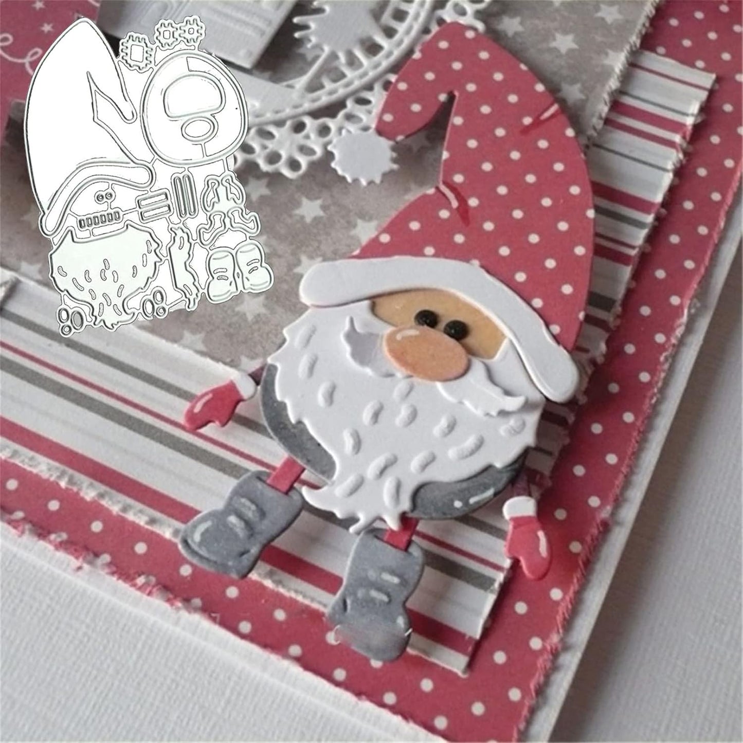 Metal Cutting Dies DIY Merry Christams Embossing Stencil Template Scrapbooking Card Making Mold Photo Album Arts Crafts Tools(Santa Claus Doll-10x8cm)