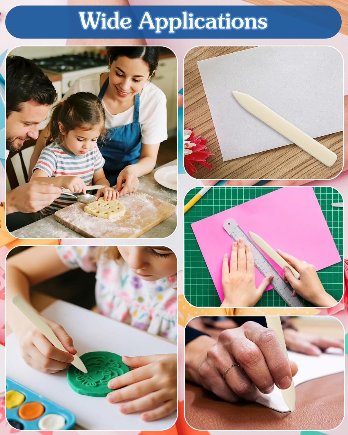 UCEC 30 Pack Bone Folder Tool, Plastic Bone Folder Crafts Scoring Folding Creasing Paper Crafting Scrapbooking Tool for Card Making, Paper Folding Tools for DIY Crafting Leathercrafts Bookbinding