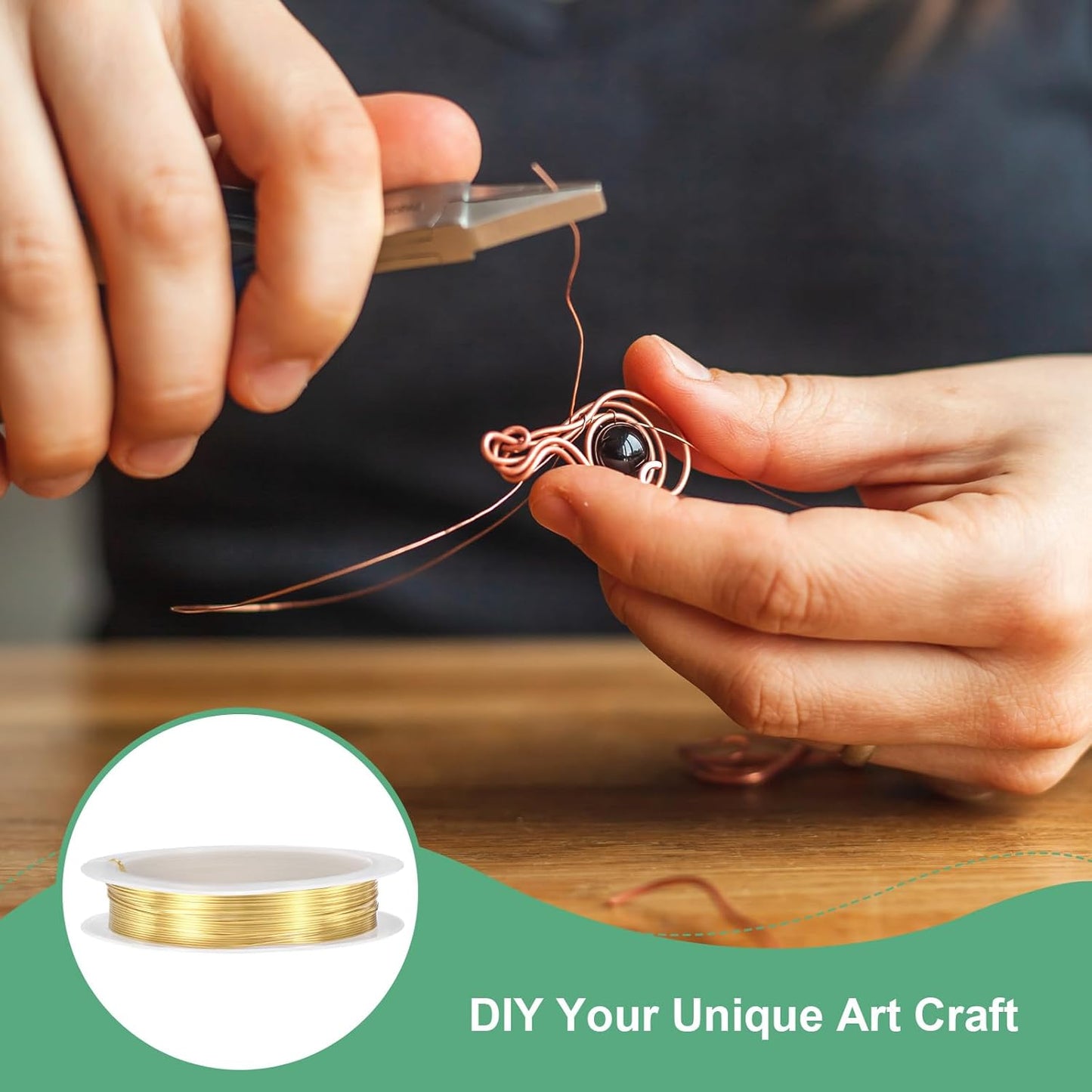 0.5 mm/24 Gauge Copper Wire for Jewelry Making, 20.3FT Copper Beading Craft Wire for Jewelry/Weaving/DIY Crafting/Planting, Color-Retaining [6.2M, KC-Gold]