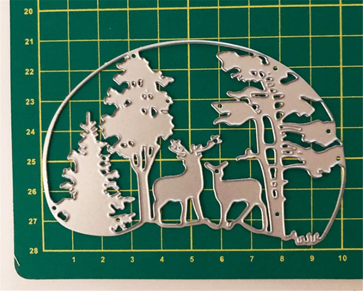 Metal Cutting Dies DIY Merry Christams Embossing Stencil Template Scrapbooking Card Making Mold Photo Album Arts Crafts Tools (Christmas Tree and Deer -12.5x10cm)