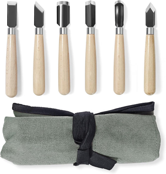 Wood Carving Tools Set - Chisel Set with Canvas Case, Carving Chisels Set Woodworking for Adults, Wood Whittling Knives Tools Set for Beginners, Hobbyists and Professionals