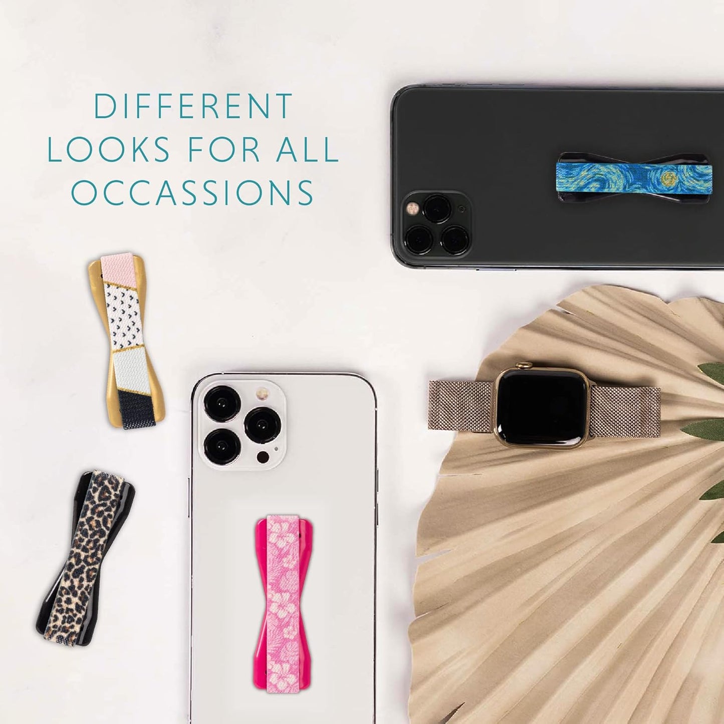 LOVEHANDLE Universal Phone Grip for Smartphones & Mini Tablets - Phone Holder for Hand - Wireless Charging Compatible - Made in The USA - Pink Aloha