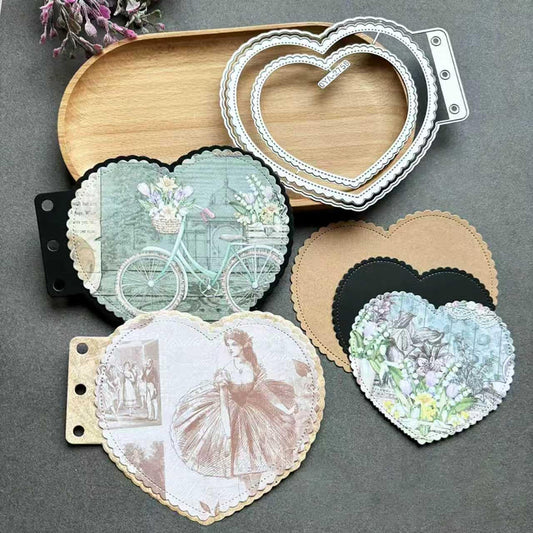 Heart Loose-Leaf Lace Die Cuts for Card Making, Background Frame Cutting Dies DIY Album Scrapbooking Decor Paper Craft Metal Die Cuts Party Wedding Decorations