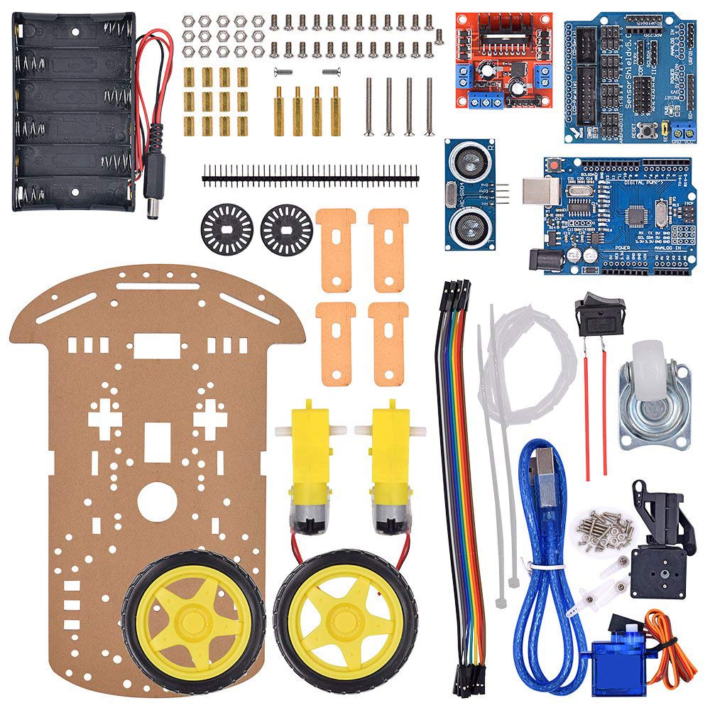 Smart Robot Car Chassis Kit with UNO R3 Module - Educational DIY Toy, 2WD with Battery Box and Speed Encoder for Tracking Obstacle Avoidance - Designed for Beginners to Learn Programming