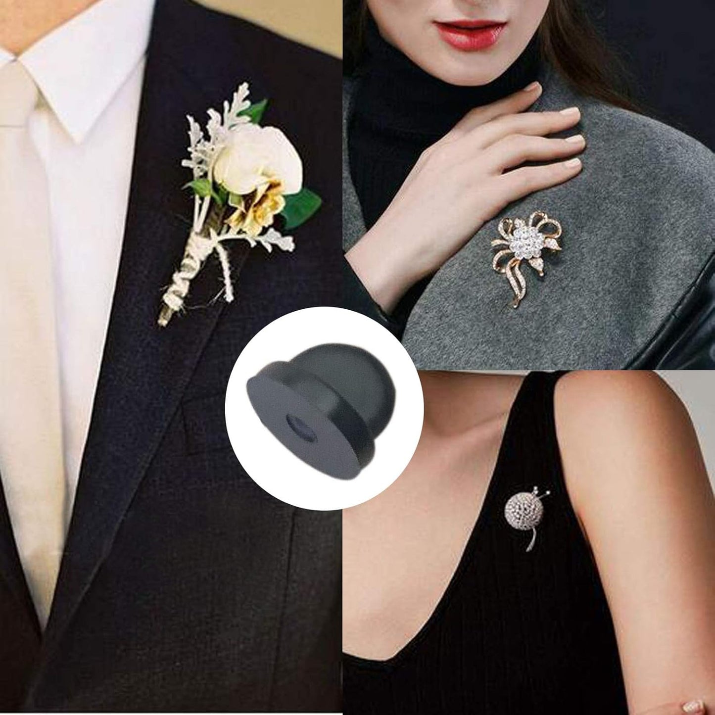 50pcs Rubber Pin Backs PVC Butterfly Clutch Enamel Lapel Pin Backings Cap Keepers Replacement for Uniform Badges Comfort Fit Tie Tack Pins Backing Holder Clasp, Black