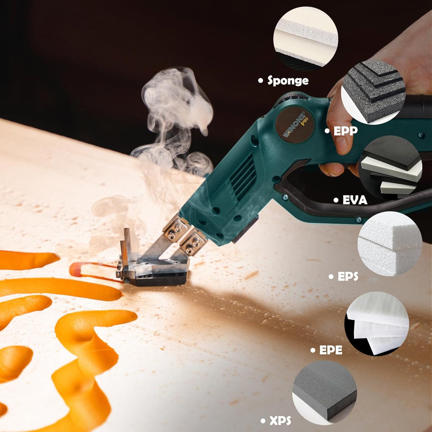 WINONS Hot Knife Foam Cutter Tool with Groover - 300W, Styrofoam Cutter WFC0012 with Numbered Temperature Controller - 710°C Max. Temp, Hot Wire Cutting Tool for all Kinds of Projects (Kit of 11)