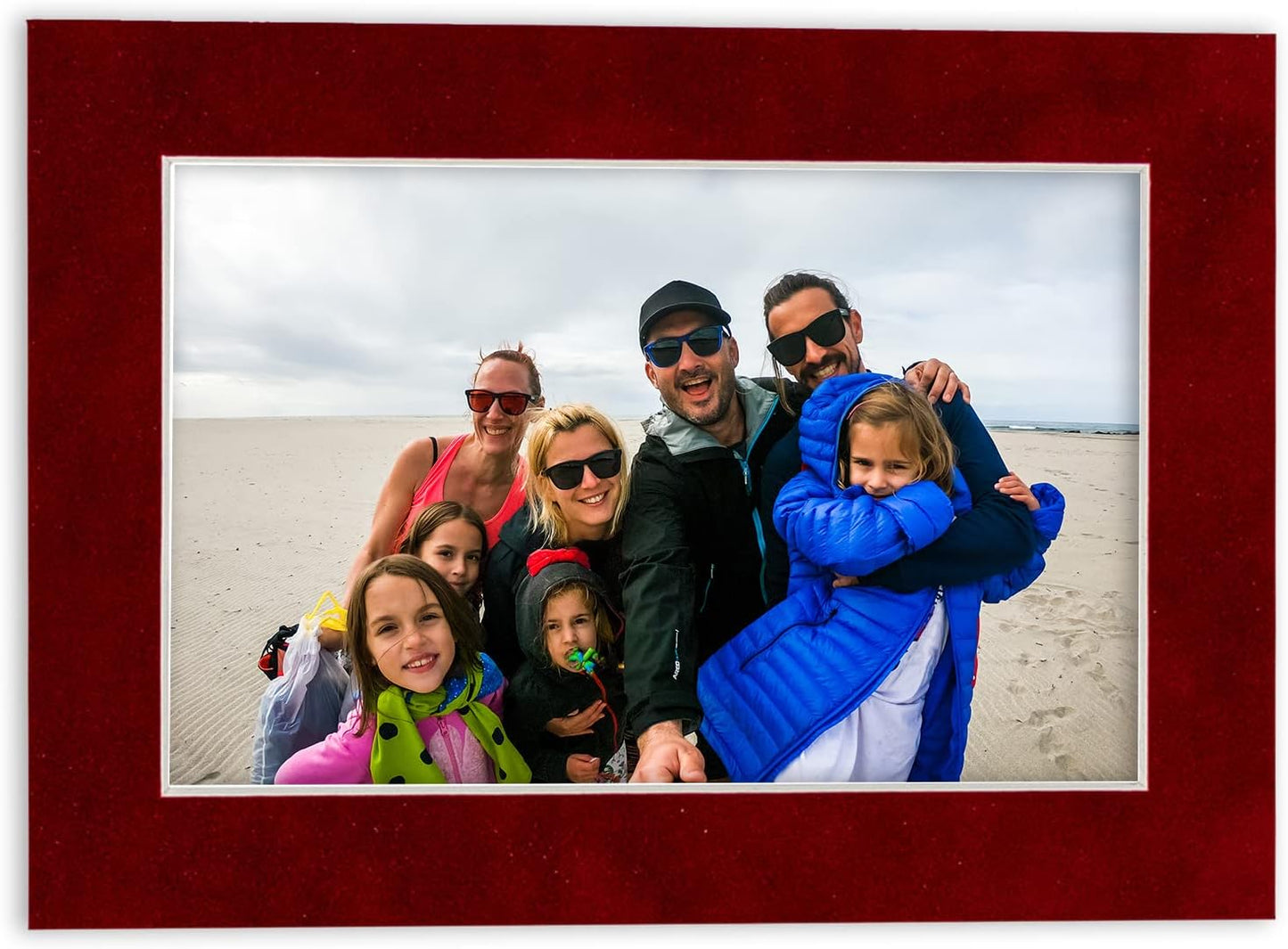 8x10 Mat Bevel Cut for 5x8 Photos - Acid Free Bright Red Suede Precut Matboard - For Pictures, Photos, Framing - 4-ply Thickness