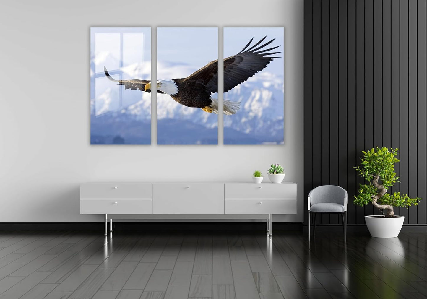 SpiritualHands Eagle Printed Tempered Glass Wall Art Painting for Living Room, Tempered Glass Modern Prints Decor, Large Vivid Color Panel for Bedroom, Kitchen, or Office
