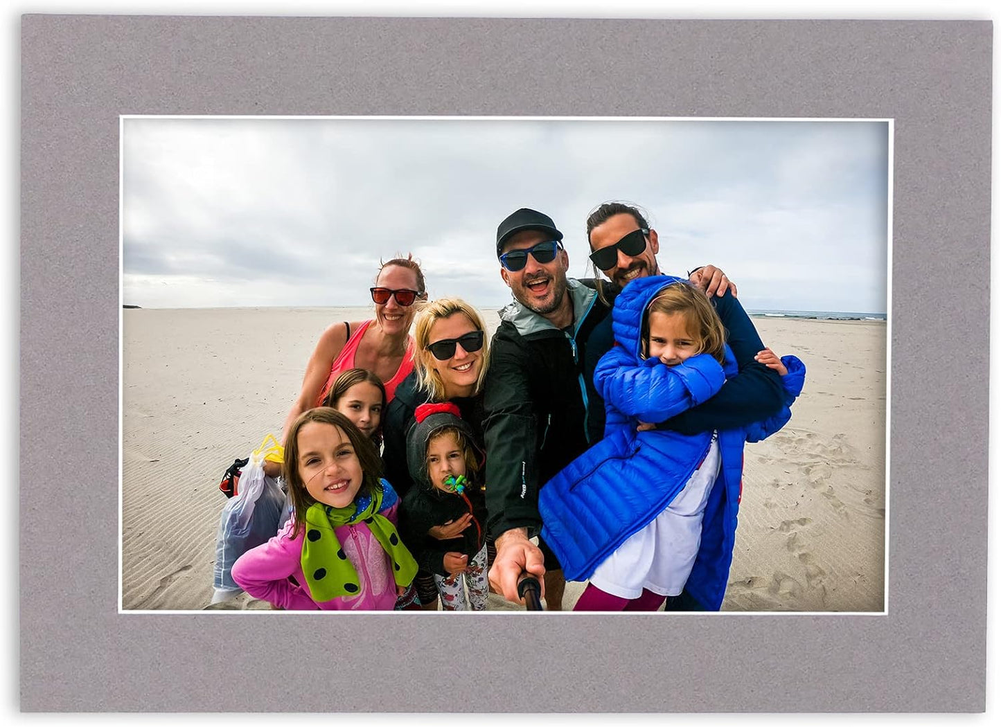 8x10 Mat Bevel Cut for 5x8 Photos - Acid Free Charcoal Grey Precut Matboard with Backing Board and Crystal Clear, Self Seal Photo Mat Bag - for Pictures, Photos, Framing - 4-ply Thickness