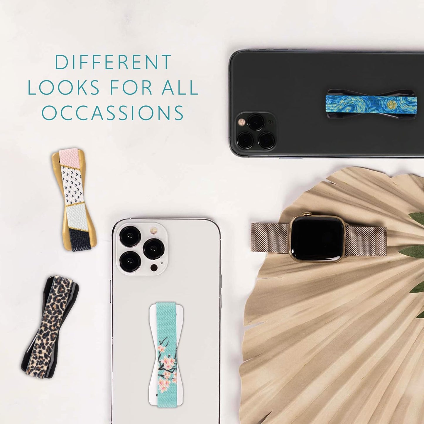 LOVEHANDLE Universal Phone Grip for Smartphones & Mini Tablets - Phone Holder for Hand - Wireless Charging Compatible - Made in The USA - Cherry Blossom