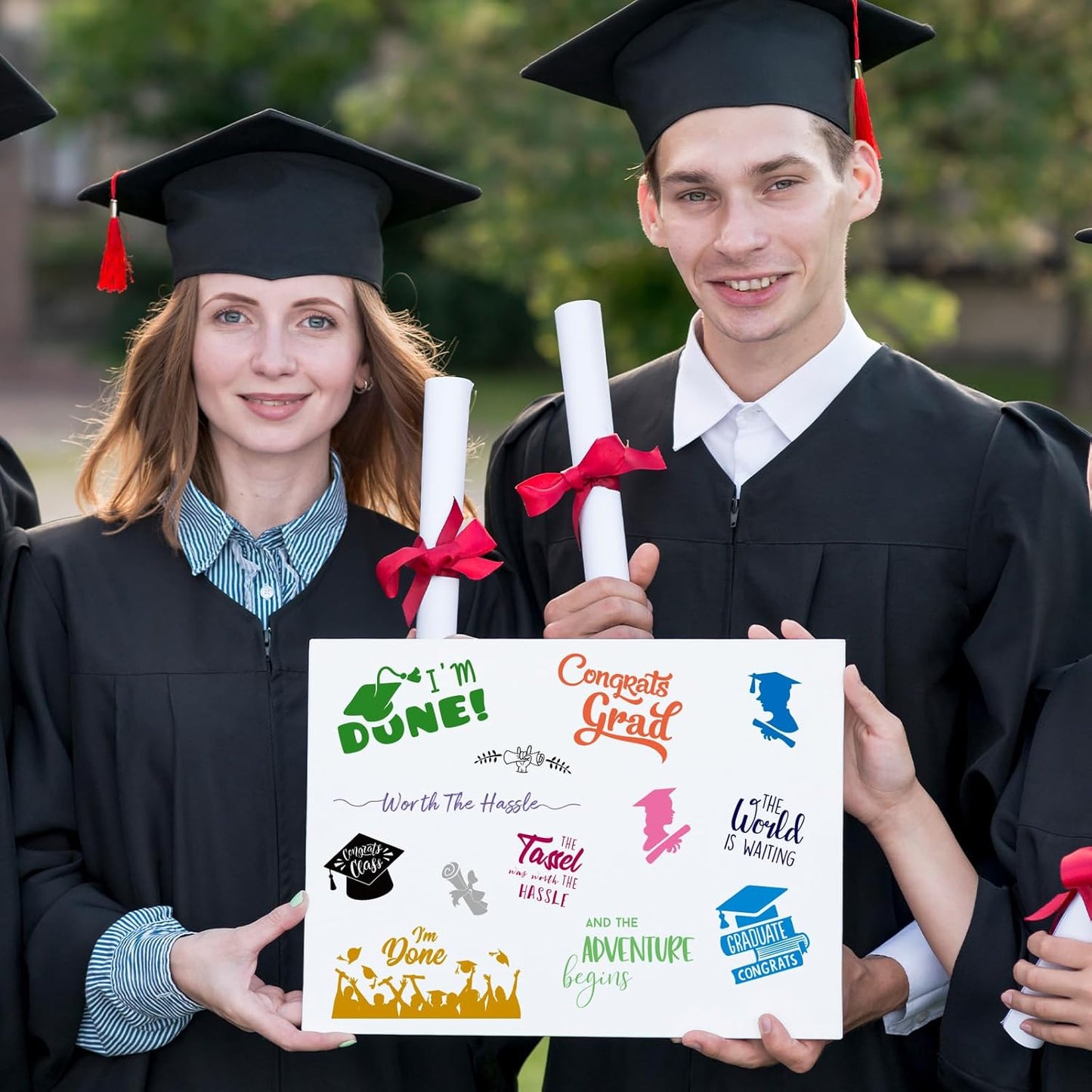 Whaline 4 Sheet Graduation Words Clear Stamps Congrats Grad Cap Silicone Transparent Stamps Border Stamp Cards for DIY Craft Card Making Scrapbooking Embossing Album Decor