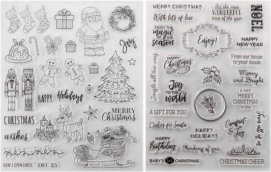 Kiddale Christmas Theme Clear Silicone Stamps Christmas Crafts Stamps for Card/Paper Craft Making Decor DIY Christmas Scrapbooking Photo Album